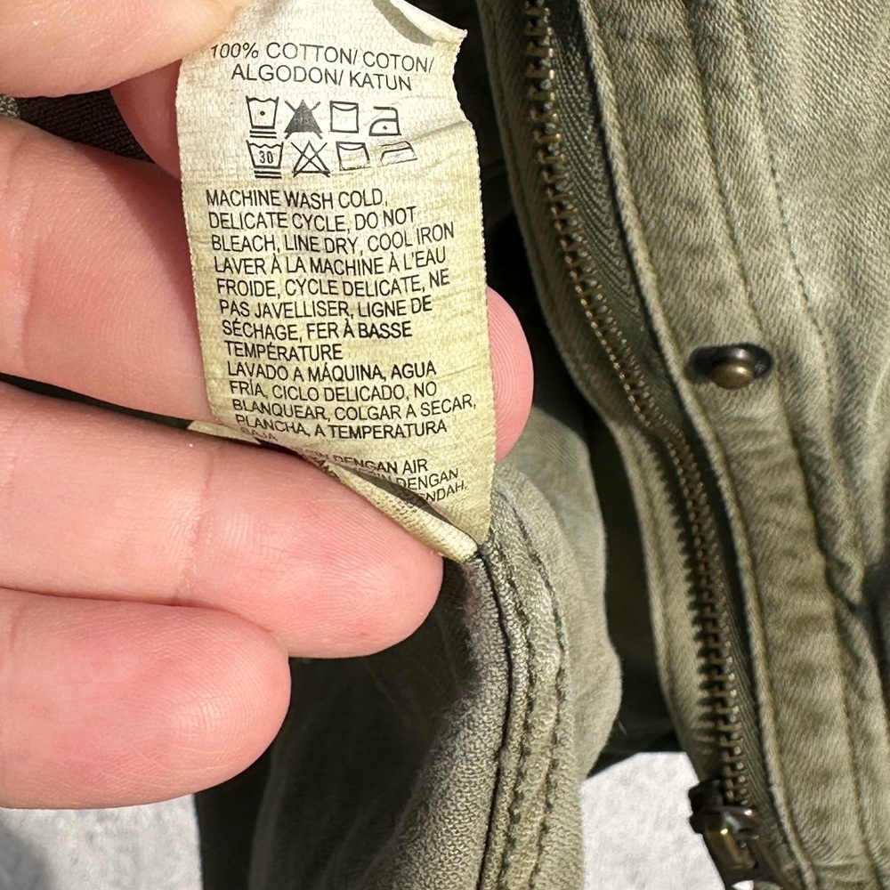 Lucky Brand Green Utility Military Jacket Large Cotton Jacket Cargo Pockets - Picture 7 of 11